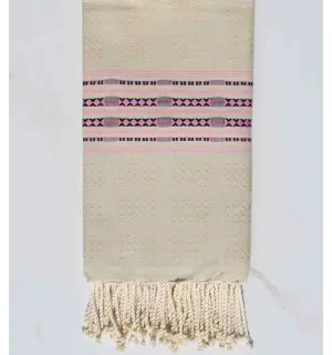 Fouta thalasso beige et rose clair Fouta Tunisia - 1