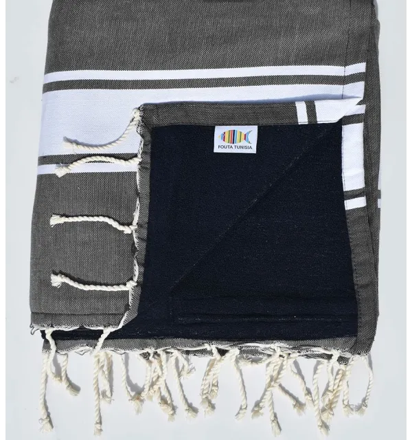 Fouta plate couleur bis doublée éponge - 1