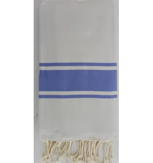 Fouta Plate gris clair rayée bleu lavande 