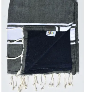 Fouta plate ardoise doublée éponge  - 1