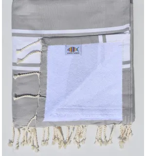 Fouta gris tourdille avec éponge blanche Fouta Tunisia - 1