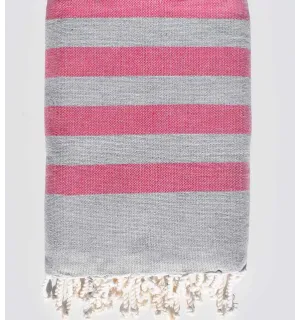 Fouta rose et gris doublée éponge  - 1