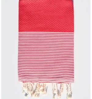Fouta nid d'abeille framboise Fouta Tunisia - 1