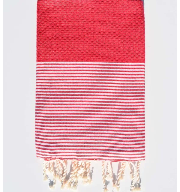 Fouta nid d'abeille framboise Fouta Tunisia - 1