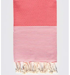 Fouta nid d'abeille rose incarnadin Fouta Tunisia - 1