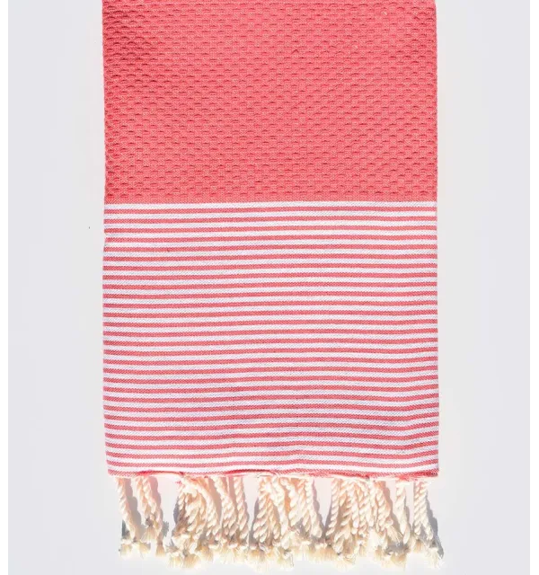 Fouta nid d'abeille rose incarnadin Fouta Tunisia - 1