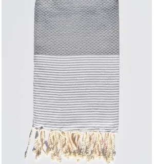 Fouta nid d'abeille gris bleu Fouta Tunisia - 4