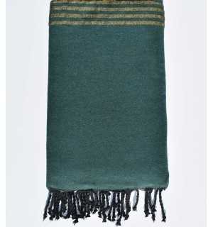 JETé vert foncé au fil lurex doré Fouta Tunisia - 1 2