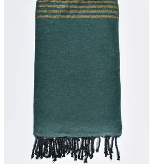 JETé vert foncé au fil lurex doré Fouta Tunisia - 1 2