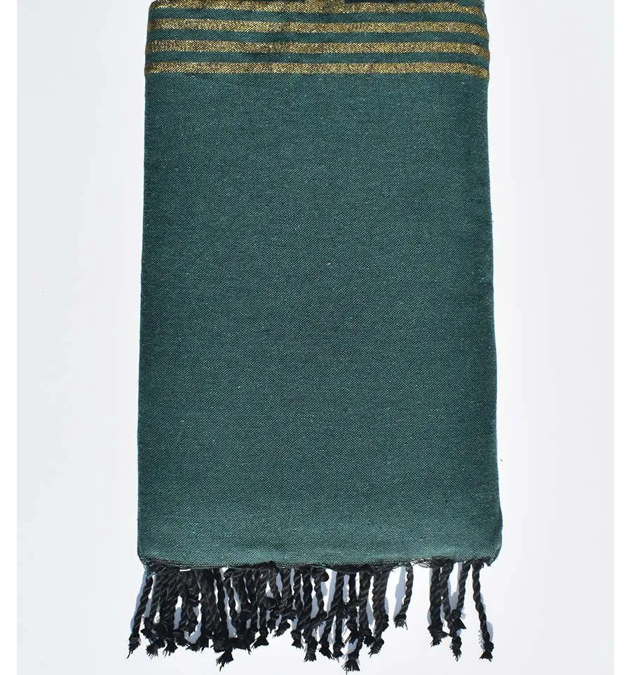 JETé vert foncé au fil lurex doré Fouta Tunisia - 2