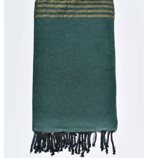 JETé vert foncé au fil lurex doré Fouta Tunisia - 2