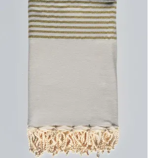 Jeté blanc crème au fil lurex doré Fouta Tunisia - 2