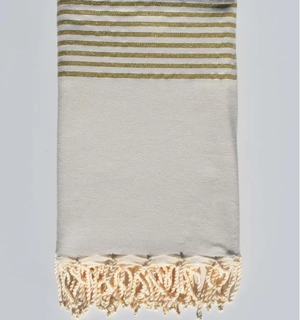 Jeté blanc crème au fil lurex doré Fouta Tunisia - 2