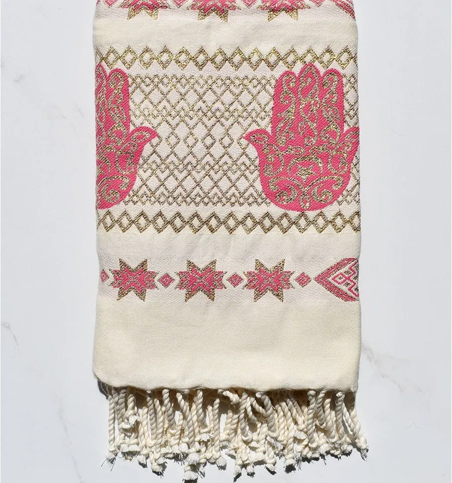 Fouta Khomsa rose foncé Fouta Tunisia - 2
