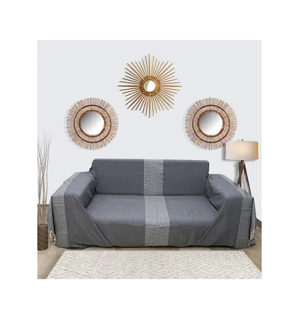 Jeté gris ardoise au fil lurex argent Fouta Tunisia - 2