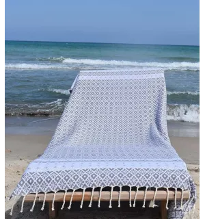 Fouta fleuri gris  - 1