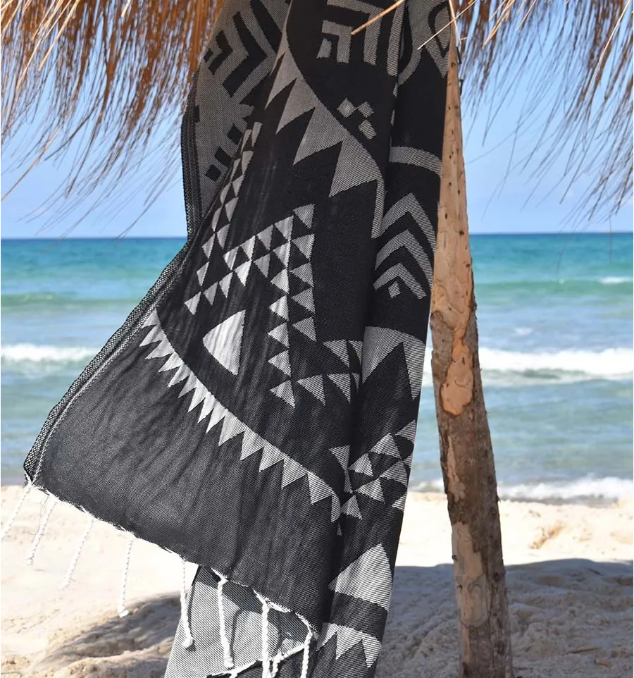 Fouta bohémian couleur noir Fouta Tunisia - 4