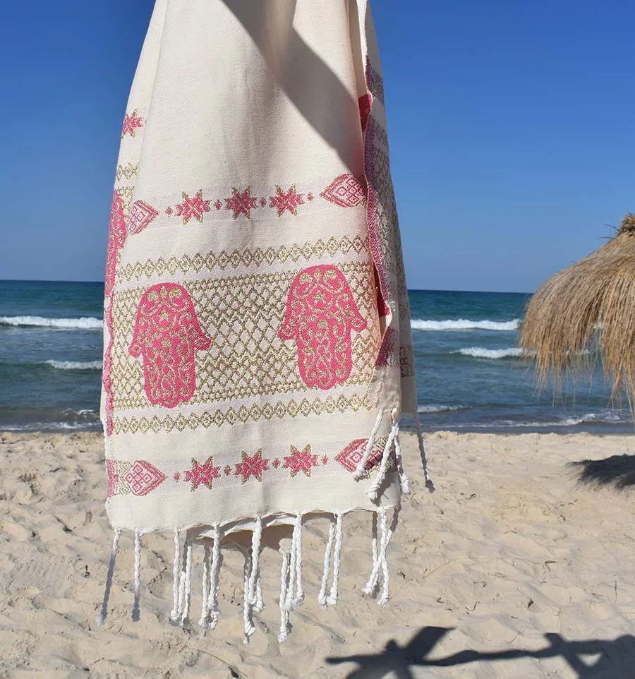 Fouta Khomsa rose foncé Fouta Tunisia - 3