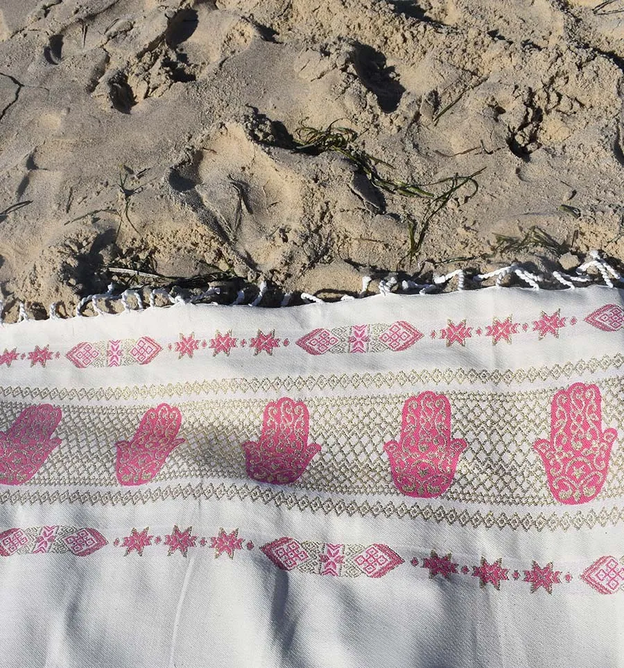 Fouta Khomsa rose foncé Fouta Tunisia - 6
