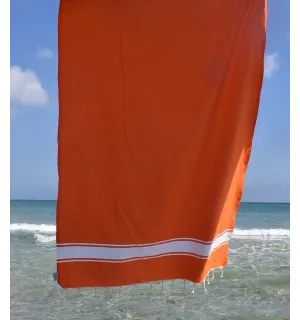 Fouta Plate orange rayée blanc Fouta Tunisia - 3