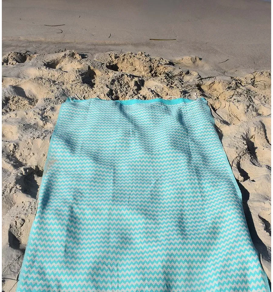 Fouta zigzag bleu vert  - 3