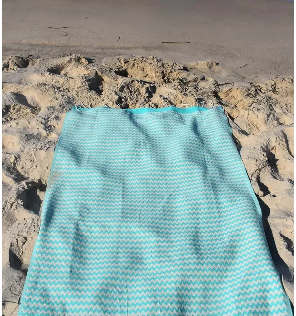 Fouta zigzag bleu vert - 3
