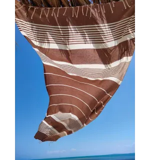 serviette de plage arthur marron noisette Fouta Tunisia - 1