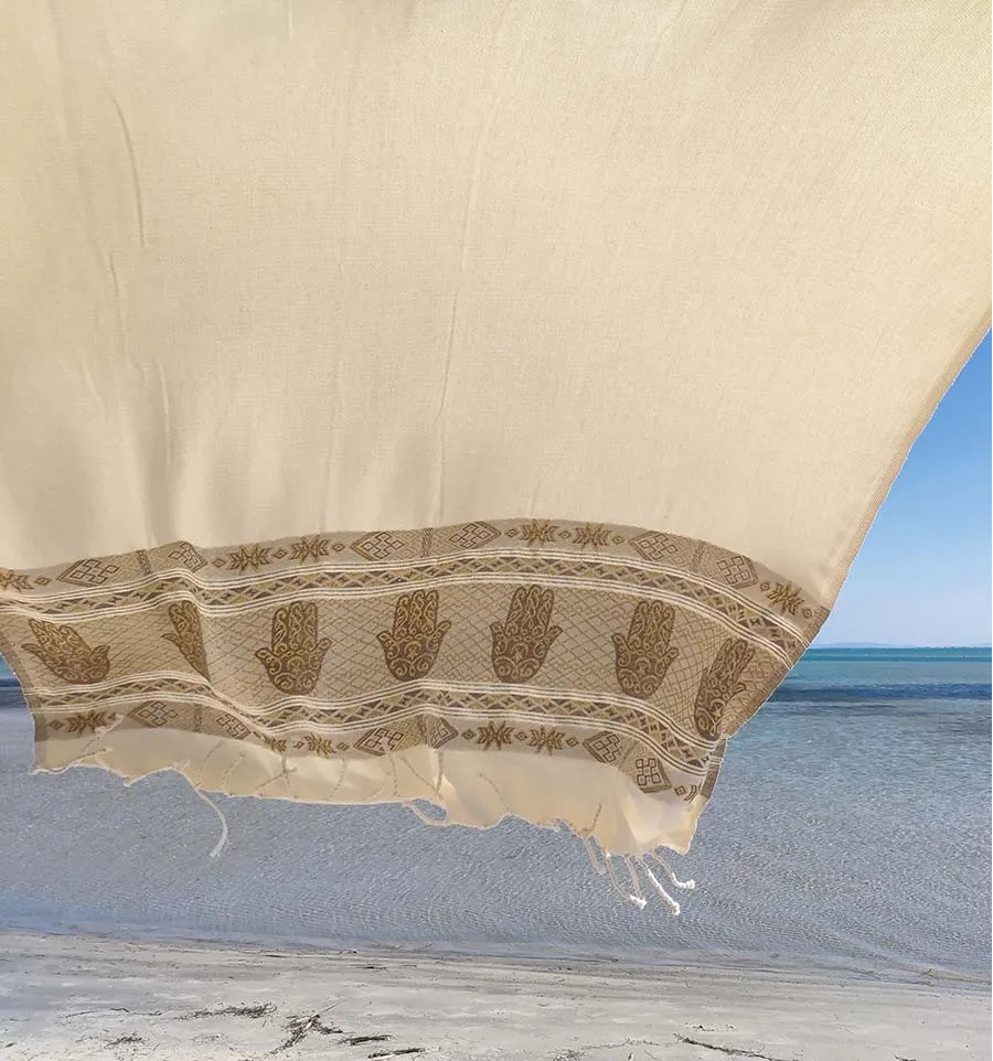 Fouta khomsa taupe Fouta Tunisia - 3