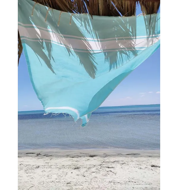 Fouta Plate bleu pastel Fouta Tunisia - 2