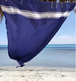 Fouta Plate Bleu jean avec rayures Fouta Tunisia - 1