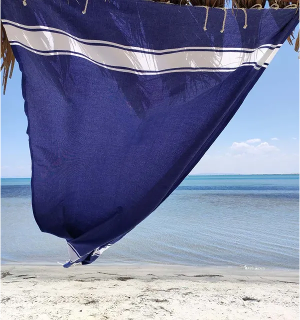Fouta Plate Bleu jean avec rayures Fouta Tunisia - 1
