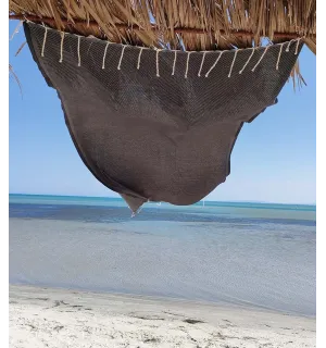 Serviette de plage unie gris fer moyen Fouta Tunisia - 1