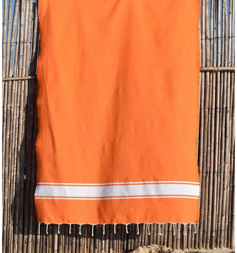 Fouta plate orange vif Fouta Tunisia - 4