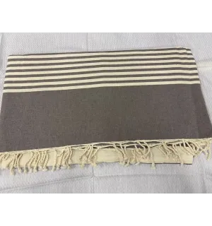 Jeté couleur bitume avec rayures  - 1