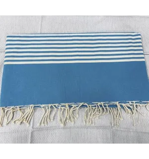 Jeté bleu roi avec rayures  - 1