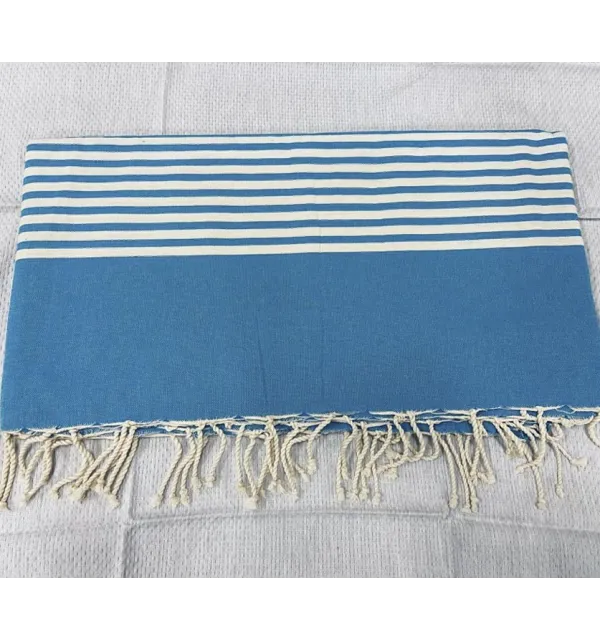 Jeté bleu roi avec rayures - 1