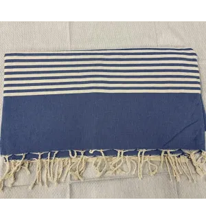 Jeté bleu smalt avec rayures  - 1