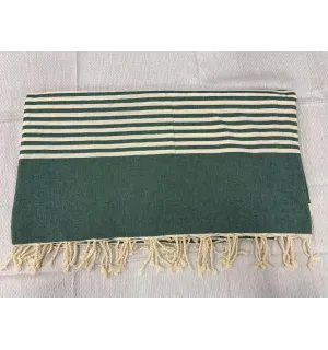 Jeté vert bouteille avec rayures  - 1