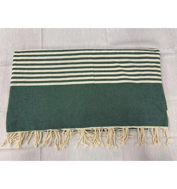 Jeté vert bouteille avec rayures - 1