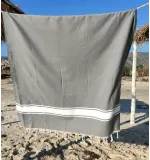 Fouta plate gris moyen