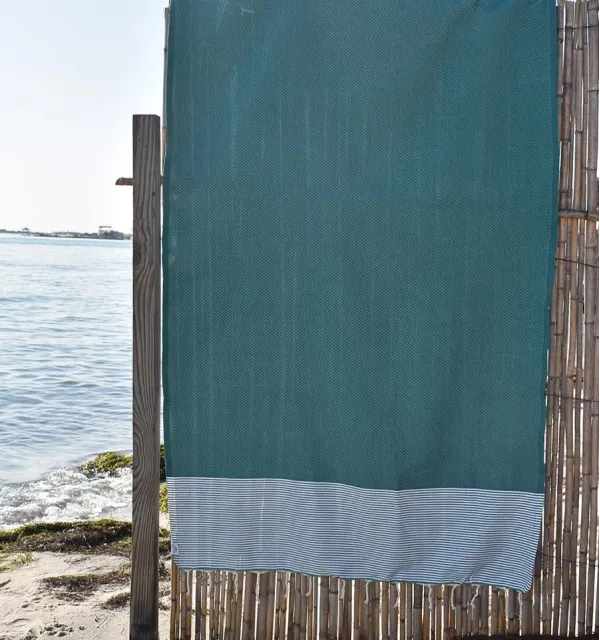Fouta nid d'abeille vert sapin - 1