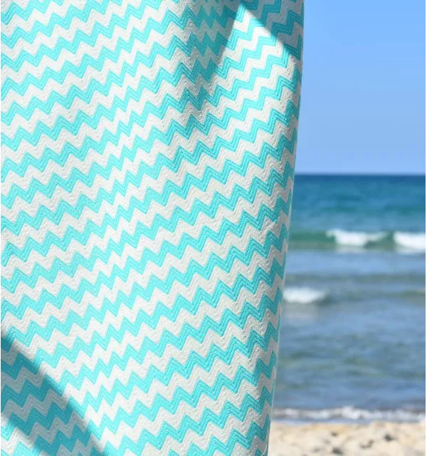 Fouta zigzag bleu vert - 4