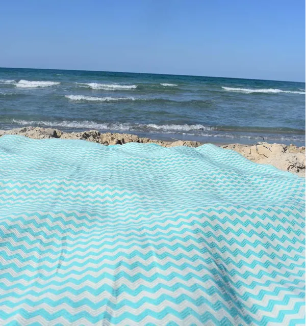 Fouta zigzag bleu vert - 5