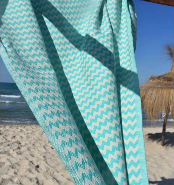 Fouta zigzag bleu vert - 6