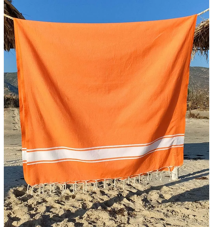 Fouta plate orange vif Fouta Tunisia - 3