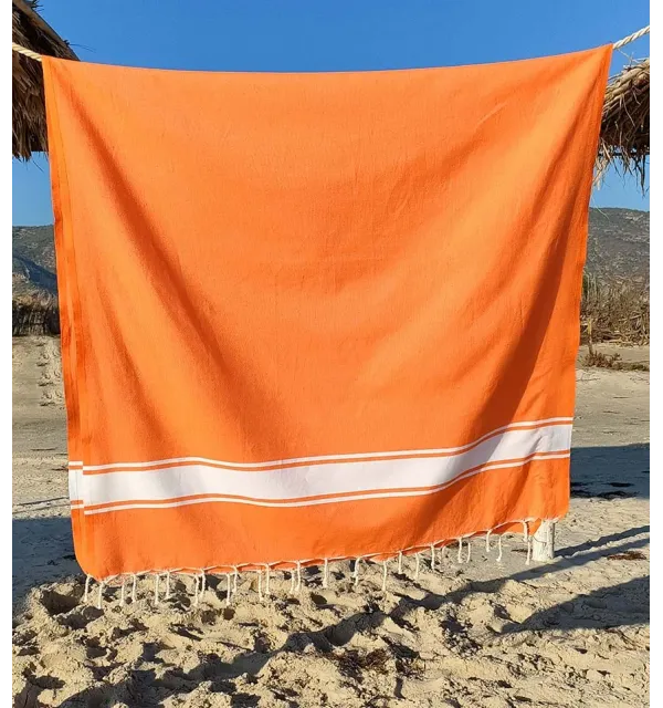 Fouta plate orange vif Fouta Tunisia - 3