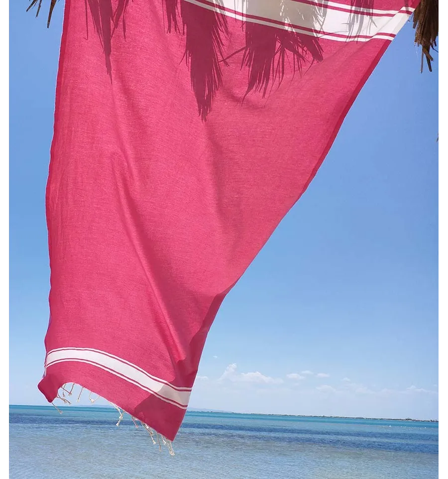 fouta plate rose fushia Fouta Tunisia - 3