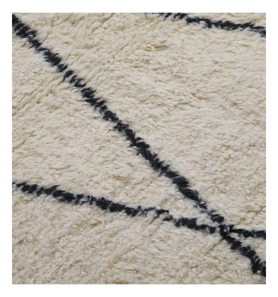 Tapis berbère en pure laine couleur beige avec motifs losange Fouta Tunisia - 2