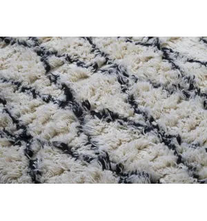 Tapis berbère 100 % pure laine de mouton en écru naturel Fouta Tunisia - 1 2