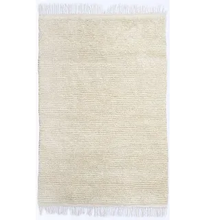 Tapis berbère en pure laine couleur écru Fouta Tunisia - 1